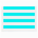 Horizontal Stripes - White and Aqua Cyan Large Glasses Cloth