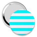 Horizontal Stripes - White and Aqua Cyan 3  Handbag Mirror