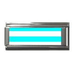 Horizontal Stripes - White and Aqua Cyan Superlink Italian Charm (9mm)
