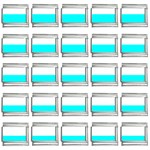 Horizontal Stripes - White and Aqua Cyan 9mm Italian Charm (25 pack)