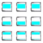 Horizontal Stripes - White and Aqua Cyan Mega Link Italian Charm (9 pack)
