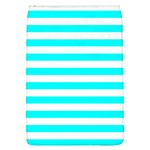 Horizontal Stripes - White and Aqua Cyan Removable Flap Cover (L)