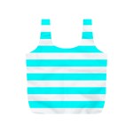 Horizontal Stripes - White and Aqua Cyan Full Print Recycle Bag (S)