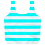 Horizontal Stripes - White and Aqua Cyan Full Print Recycle Bag (XL)