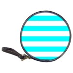 Horizontal Stripes - White and Aqua Cyan Classic 20-CD Wallet
