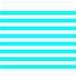 Horizontal Stripes - White and Aqua Cyan Collage 8  x 10 