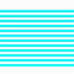 Horizontal Stripes - White and Aqua Cyan Collage 11  x 14 