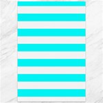 Horizontal Stripes - White and Aqua Cyan Canvas 12  x 18 