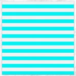 Horizontal Stripes - White and Aqua Cyan Canvas 16  x 16 