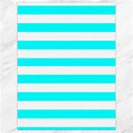 Horizontal Stripes - White and Aqua Cyan Canvas 18  x 24 