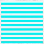 Horizontal Stripes - White and Aqua Cyan Canvas 20  x 20 