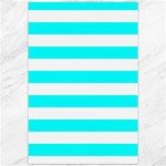 Horizontal Stripes - White and Aqua Cyan Canvas 20  x 30 