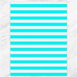 Horizontal Stripes - White and Aqua Cyan Canvas 36  x 48 