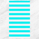 Horizontal Stripes - White and Aqua Cyan Canvas 40  x 72 