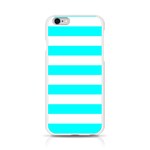 Horizontal Stripes - White and Aqua Cyan Apple iPhone 6/6S Silicone Case (Transparent)