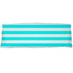 Horizontal Stripes - White and Aqua Cyan Body Pillow Case (Dakimakura) (One Side)