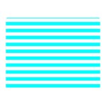 Horizontal Stripes - White and Aqua Cyan Double Sided Flano Blanket (Mini)
