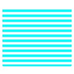 Horizontal Stripes - White and Aqua Cyan Double Sided Flano Blanket (Small)