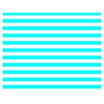 Horizontal Stripes - White and Aqua Cyan Double Sided Flano Blanket (Medium)