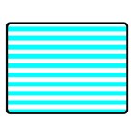 Horizontal Stripes - White and Aqua Cyan Fleece Blanket (Small) (One Side)