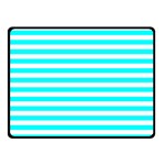 Horizontal Stripes - White and Aqua Cyan Double Sided Fleece Blanket (Small) (Two Sides)