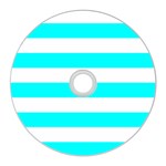 Horizontal Stripes - White and Aqua Cyan CD Wall Clock
