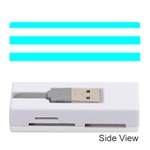 Horizontal Stripes - White and Aqua Cyan Memory Card Reader (Stick)