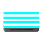 Horizontal Stripes - White and Aqua Cyan Memory Card Reader with CF