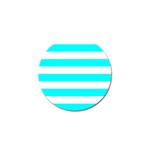 Horizontal Stripes - White and Aqua Cyan Golf Ball Marker