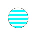 Horizontal Stripes - White and Aqua Cyan Hat Clip Ball Marker (4 pack)