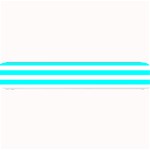 Horizontal Stripes - White and Aqua Cyan Small Bar Mat