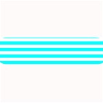 Horizontal Stripes - White and Aqua Cyan Medium Bar Mat