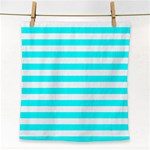 Horizontal Stripes - White and Aqua Cyan Face Towel