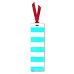 Horizontal Stripes - White and Aqua Cyan Small Book Mark