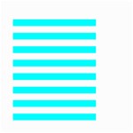 Horizontal Stripes - White and Aqua Cyan Small Garden Flag (Two Sides)