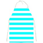 Horizontal Stripes - White and Aqua Cyan Full Print Apron