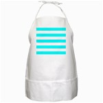 Horizontal Stripes - White and Aqua Cyan BBQ Apron