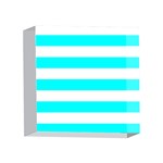 Horizontal Stripes - White and Aqua Cyan 4 x 4  Acrylic Photo Block