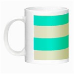 Horizontal Stripes - White and Aqua Cyan Night Luminous Mug