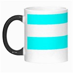 Horizontal Stripes - White and Aqua Cyan Morph Mug
