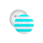 Horizontal Stripes - White and Aqua Cyan 1.75  Button