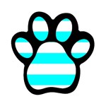 Horizontal Stripes - White and Aqua Cyan Magnet (Paw Print)
