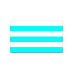 Horizontal Stripes - White and Aqua Cyan Sticker Rectangular (100 pack)