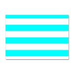 Horizontal Stripes - White and Aqua Cyan Sticker A4 (100 pack)
