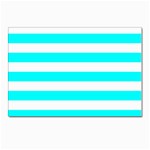Horizontal Stripes - White and Aqua Cyan Postcards 5  x 7  (Pkg of 10)