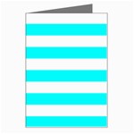 Horizontal Stripes - White and Aqua Cyan Greeting Card