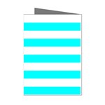 Horizontal Stripes - White and Aqua Cyan Mini Greeting Cards (Pkg of 8)