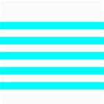 Horizontal Stripes - White and Aqua Cyan 5  x 7  Photo Cards