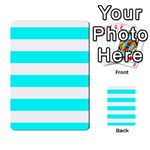 Horizontal Stripes - White and Aqua Cyan Multi-purpose Cards (Rectangle)