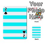 Horizontal Stripes - White and Aqua Cyan Playing Cards 54 Designs